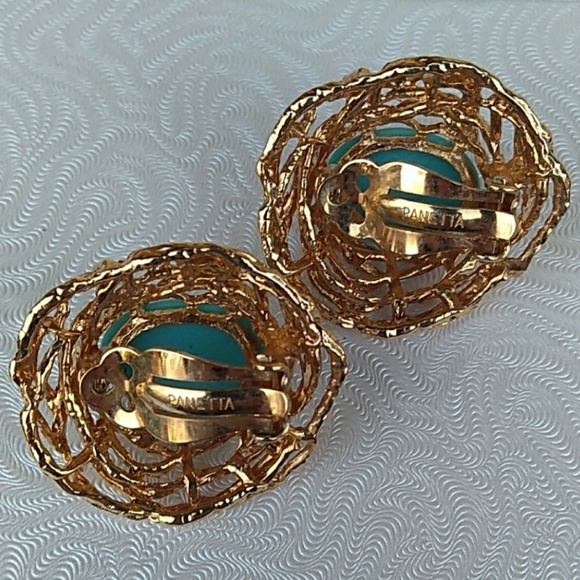 1940s PANETTA Robin's Egg Turquoise Blue Clip-On's - Picture 6 of 8
